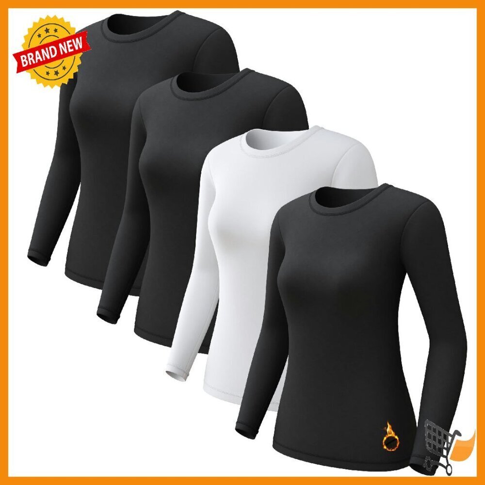 Women's Thermal Baselayer Top Fleece Lined Long Sleeve Winter Activewear